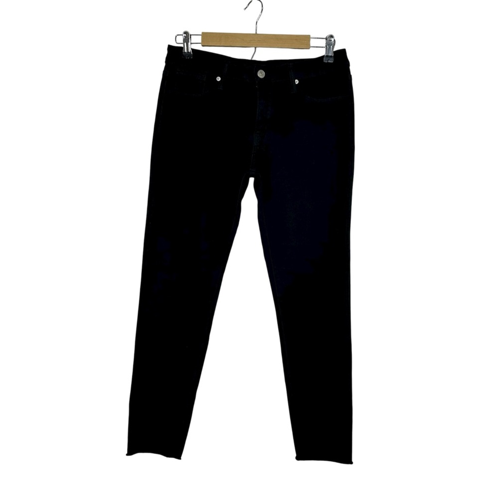 JUST BLACK USA Made‎ Soft Cotton Blend Mid Rise Raw Hem  Black Cropped Jeans 30P